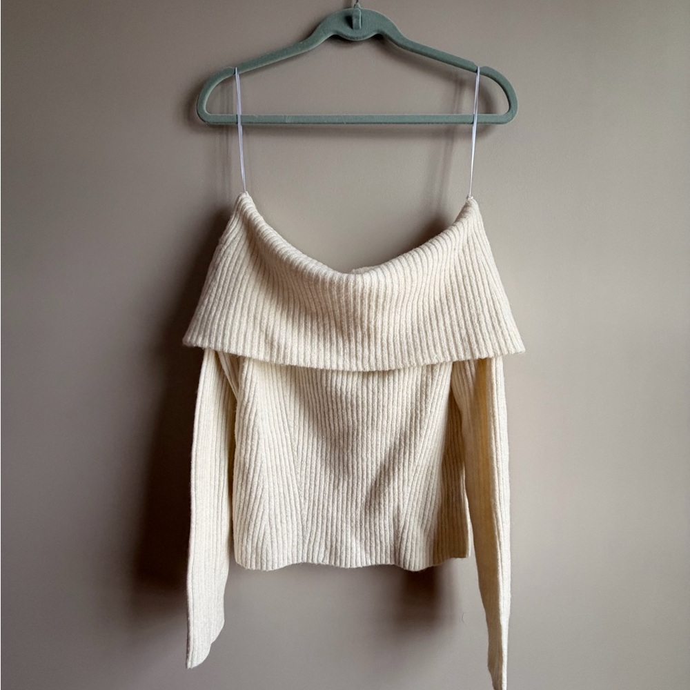 H&M Off-Shoulder Cream Sweater